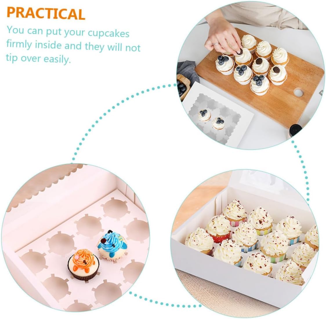 10 Pcs Muffin Cake Packing Box with Window, White Cardboard Cupcake Packaging Boxes for Bakery, Pastry Display and Food Storage, Suitable for Parties and Travel