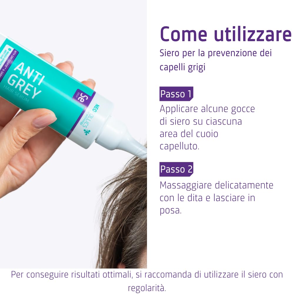 Neofollics Anti Grey Hair Serum - 90 ml - Diminuisce l'aspetto dei capelli grigi in 90 giorni - Ripristina il colore naturale dei capelli - Nutre il cuoio capelluto