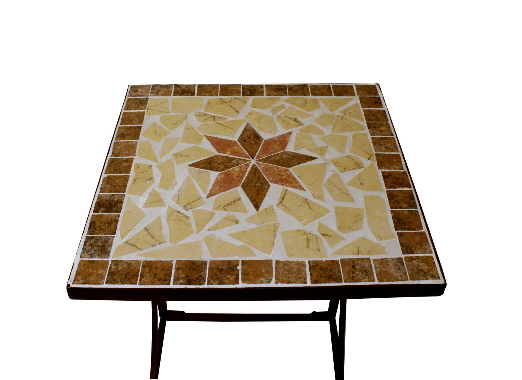 Spetebo Tavolino in metallo con piano a mosaico, decorazione da giardino, balcone, terrazza