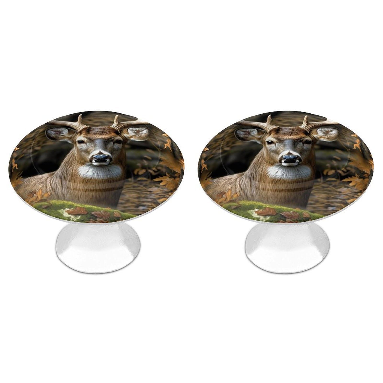 FekiLoot Camouflage Deer Cabinet Knobs for Kitchen Ornament, Round Zinc Decorative Drawer Pulls for Cabinets Trendy, Dresser Drawers Pulls Bathroom Dresser Knob with Screw