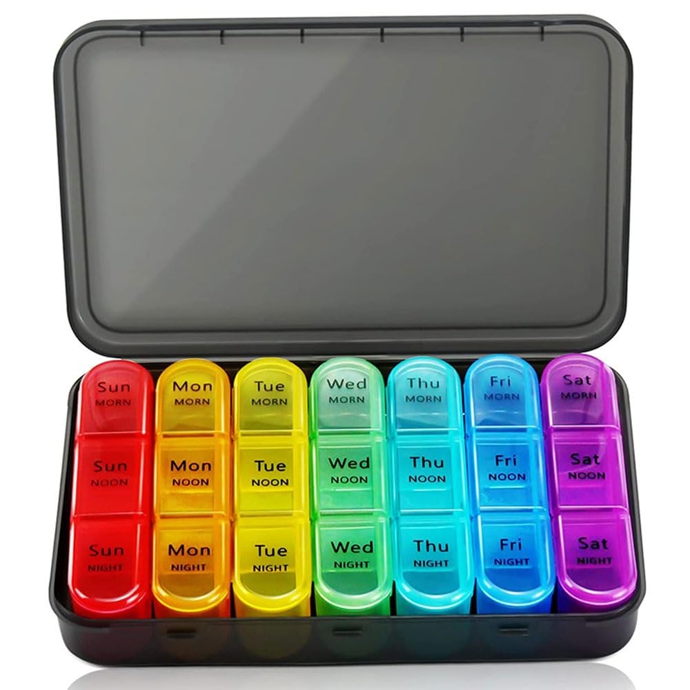 Cotygodniowy organizer na pigułki, duże pudełko na pigułki 7-dniowy organizer na leki Pojemnik na pigułki Organizer w pudełku Pojemnik Codzienne pudełko na pigułki 4 razy dziennie (Color : 21 Grids)