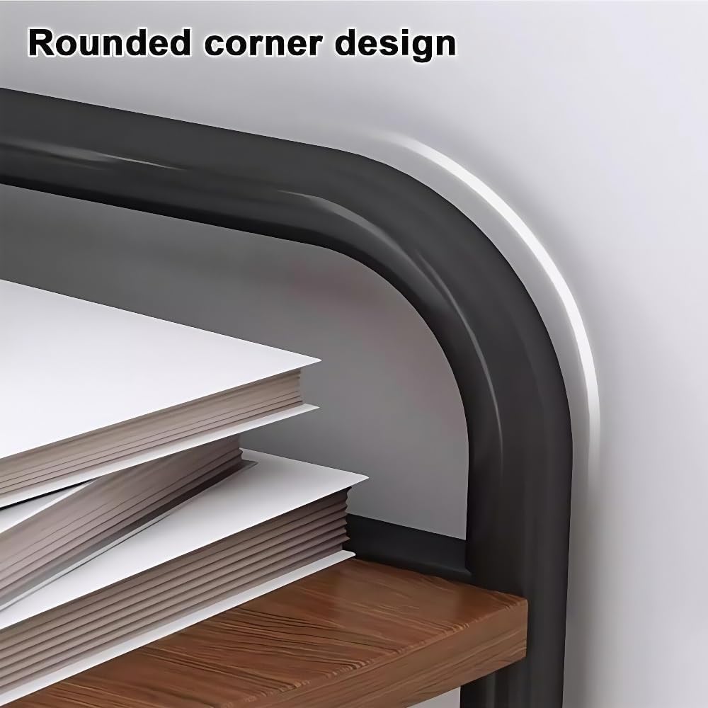 5-Tier Corner Bookshelf, Freestanding Metal Shelf Stand with Round Edges, Stylish Wall Organizer for Living Room, Modern Storage Solution for Home Decor