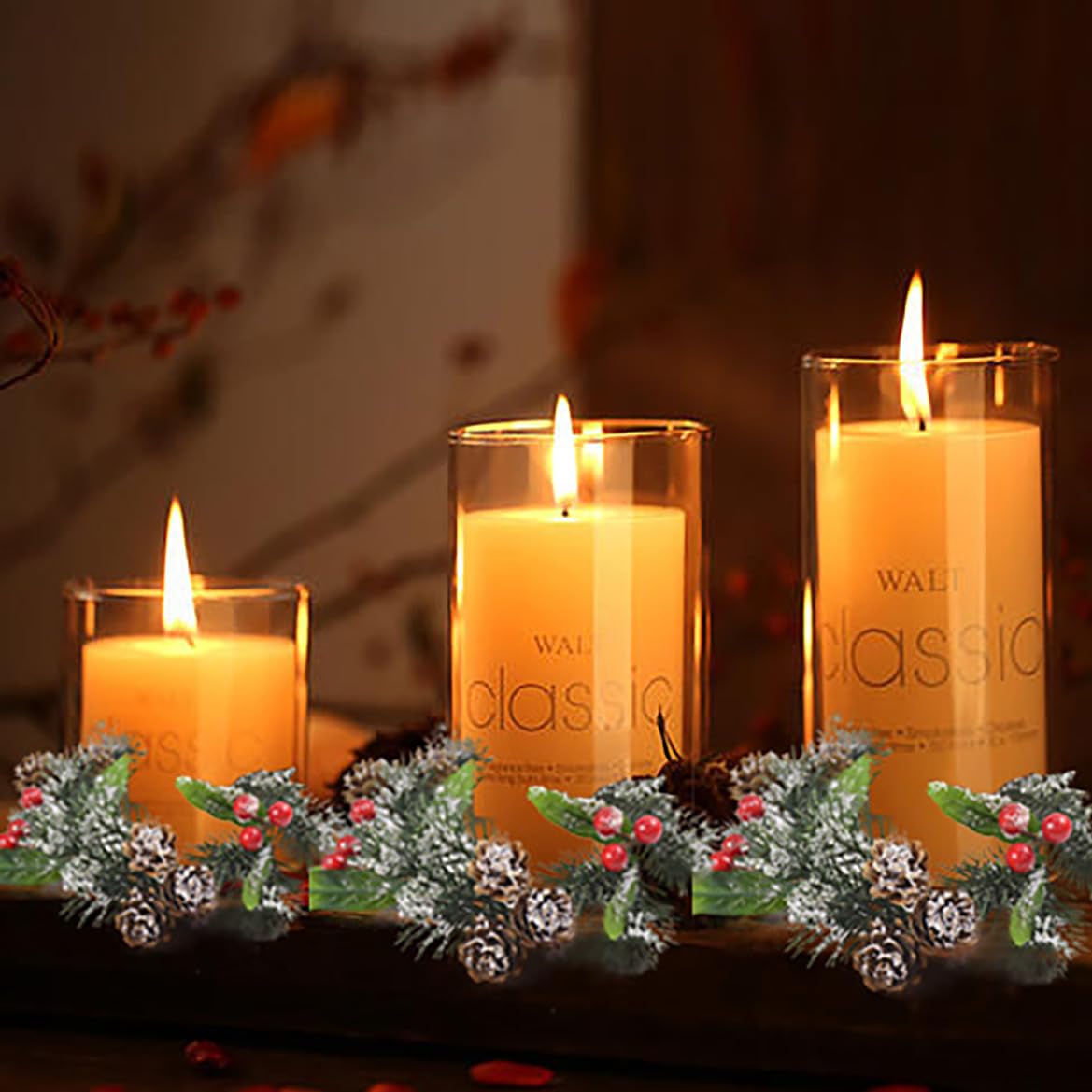 Christmas Centerpieces Set Of 12 Frosted Christmas Candle Rings