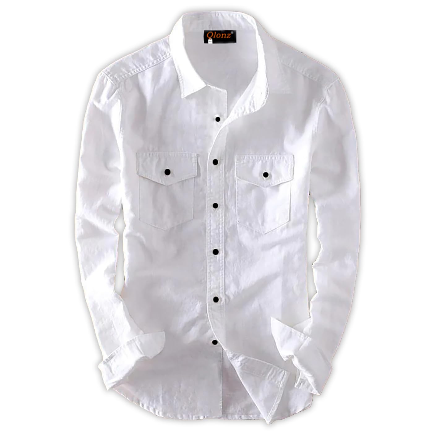 Qlonz StoreDouble Pocket Men Regular Fit Solid Spread Collar Casual Shirt