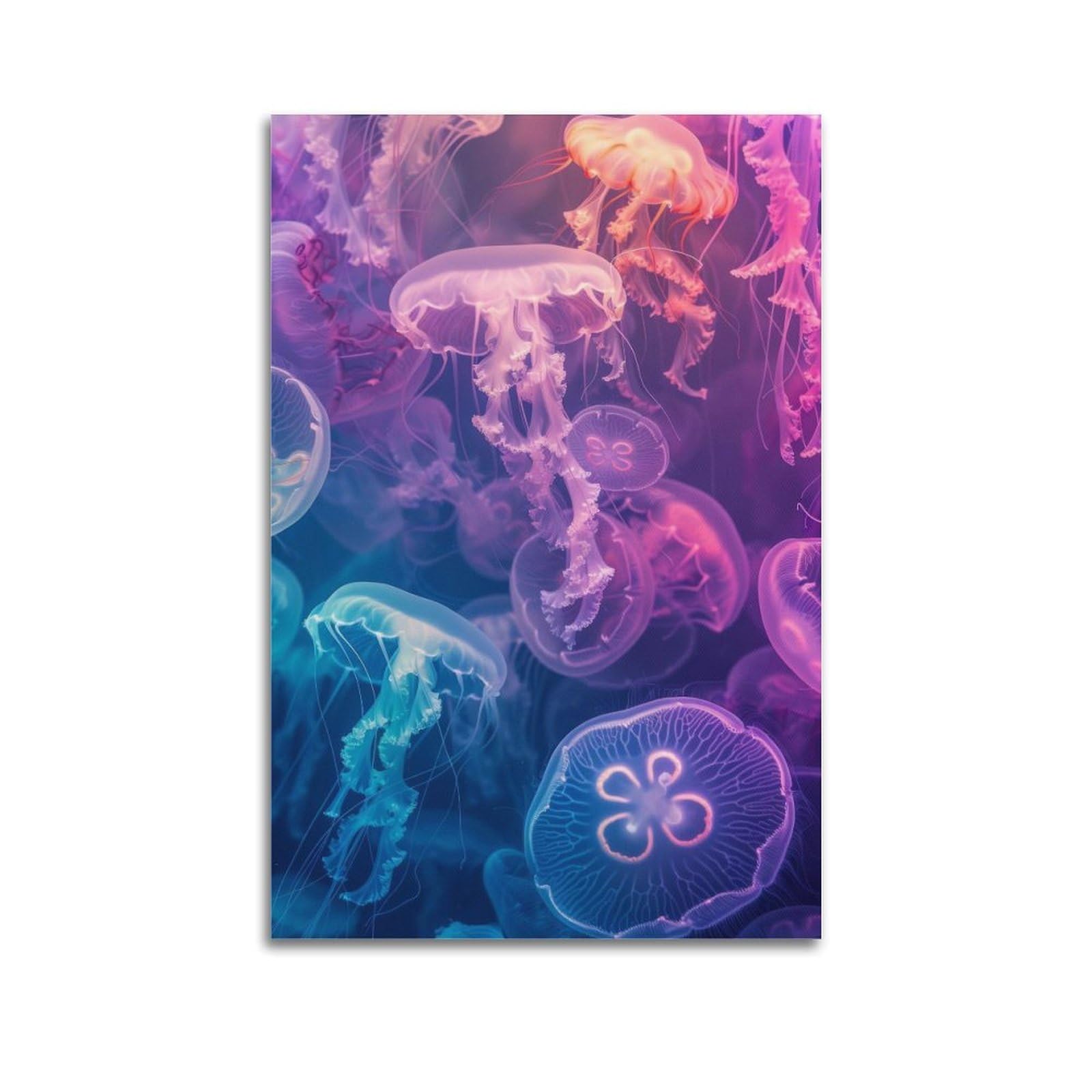 WPHSFX Marine Animal Poster Purple Jellyfish Swarm Poster Decorative Painting Canvas Wall Posters And Art Picture Print Modern Family Bedroom Decor Posters 20x30inch(50x75cm)