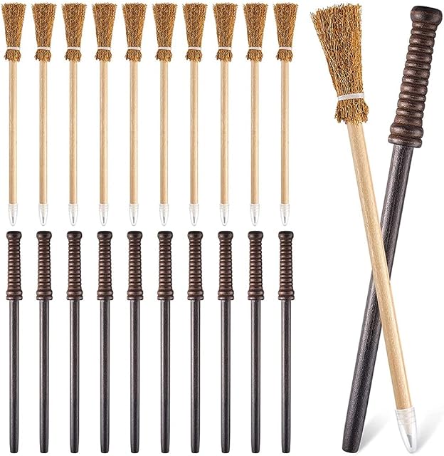 Huhebne 10 Pcs Wand Pencils Party Supplies And10 Pieces Witch Broom Pencils, Wand Pencils Theme Birthday Goody Bag Filler Favors (500289103)