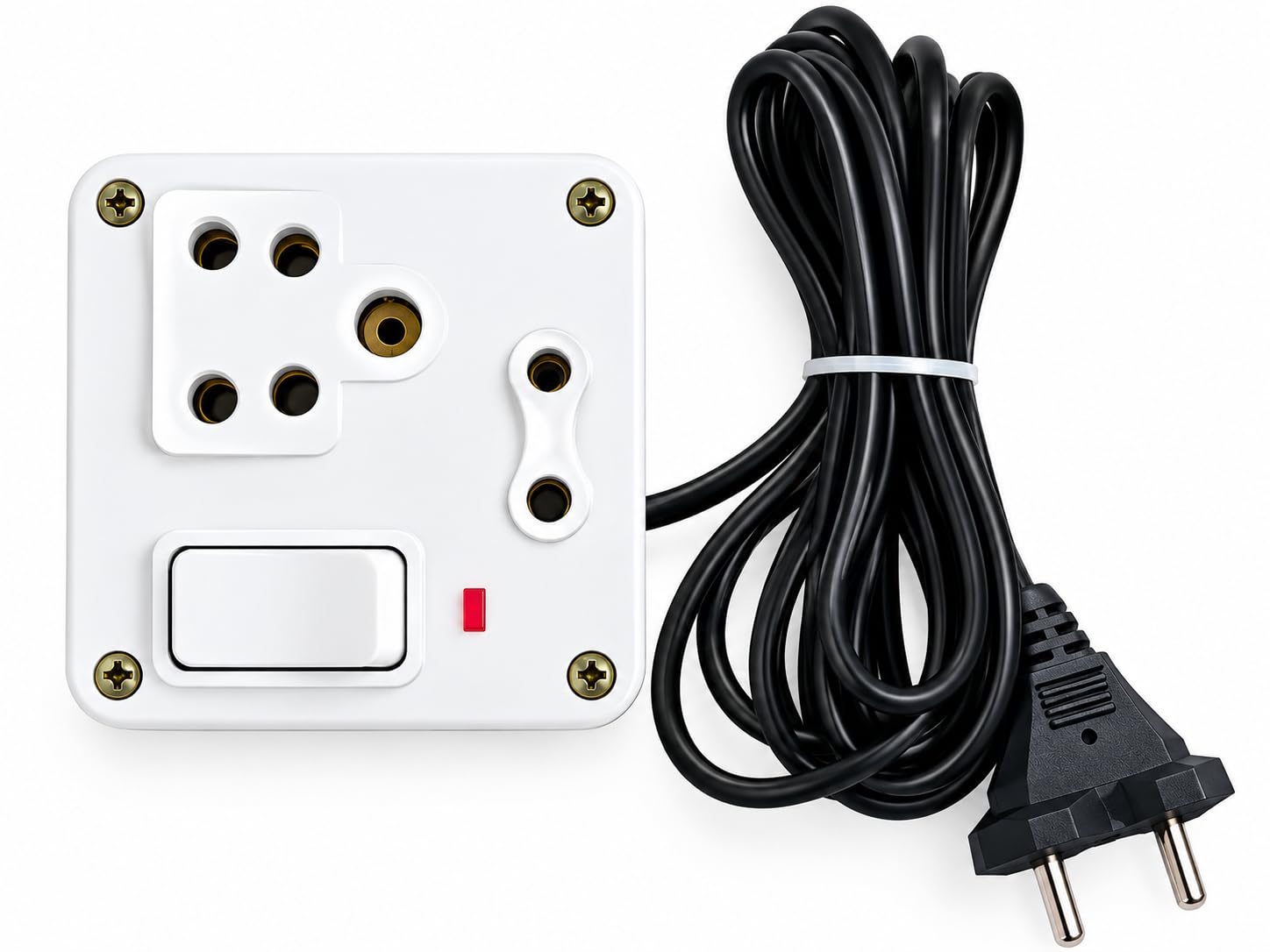 power box strip extension board with 6 amp socket, extension cord (1 mm x 2 core), 6 amp 2 pin plug (3meter)