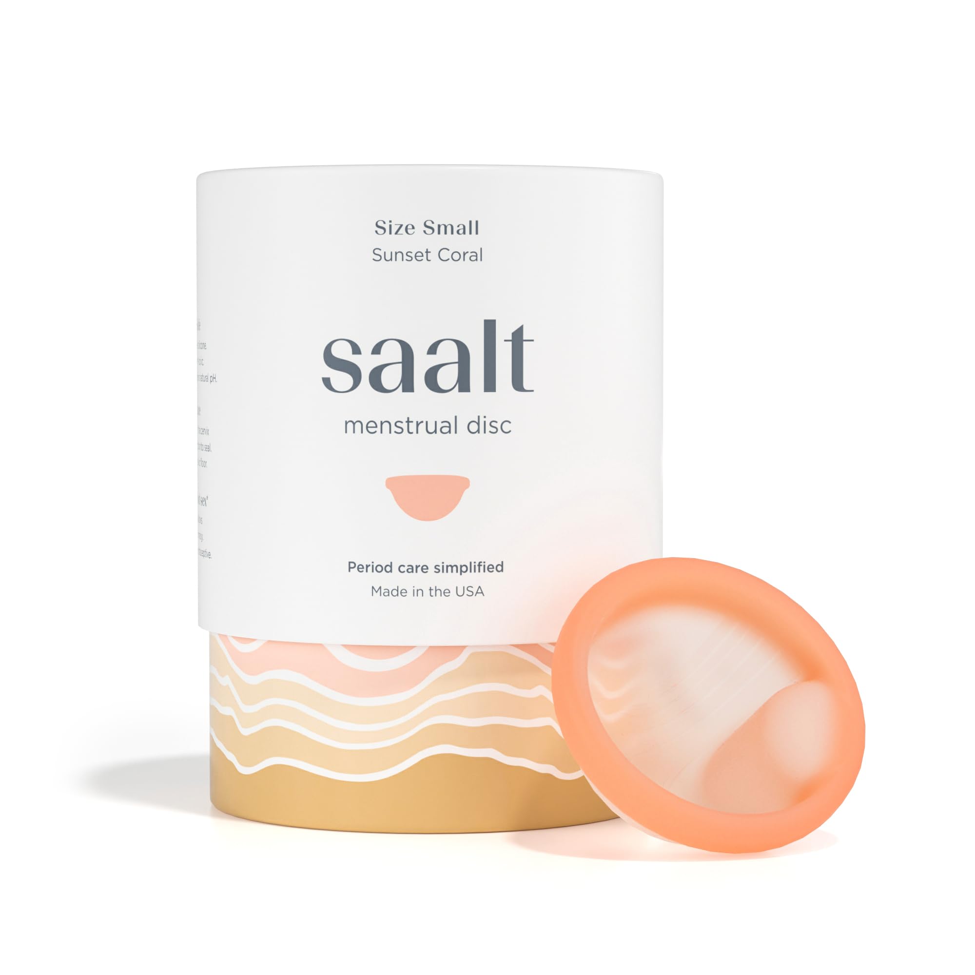 Saalt Menstrual Disc - Soft, Flexible, Reusable Medical-Grade - Removal Notch - Tampon Alternative - Made in USA - Lasts 10 Years (Sunset Coral, Small)
