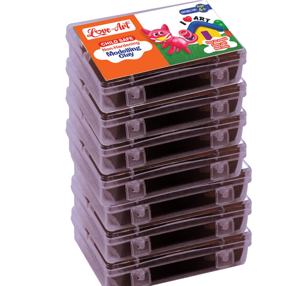 Love-Art Modelling Clay 150GM (7 Plastic Container Singles) Black Colour X 7 | Soft & Easy to Bend or Shape, for Young Hands-image-48