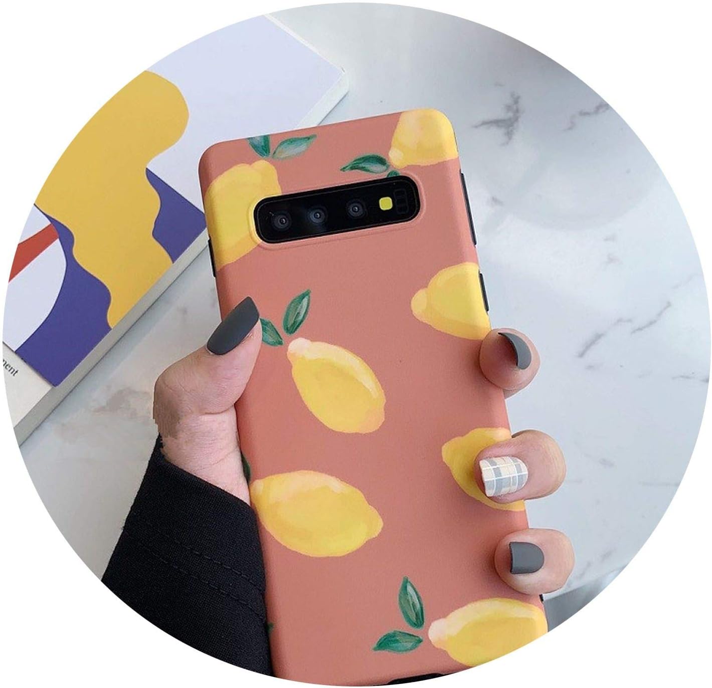 Simon-Stark Girls Pink Fruit Phone Case for Samsung Galaxy S10 S8 S9 Plus Note 8 Note 9 Cover for Samsung S10 Plus S10e Soft Case,Peach,for Galaxy S9 Plus