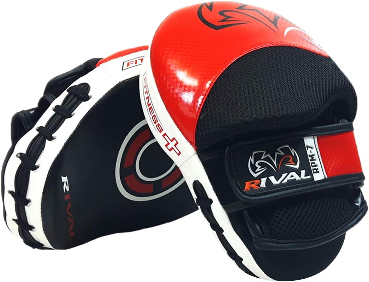 Boxing RPM7 Fitness Plus Punch Mitts - Curved Striking Surface, Hook and Loop Wrist, Ergonomic Fit, and Padded Finger Protector