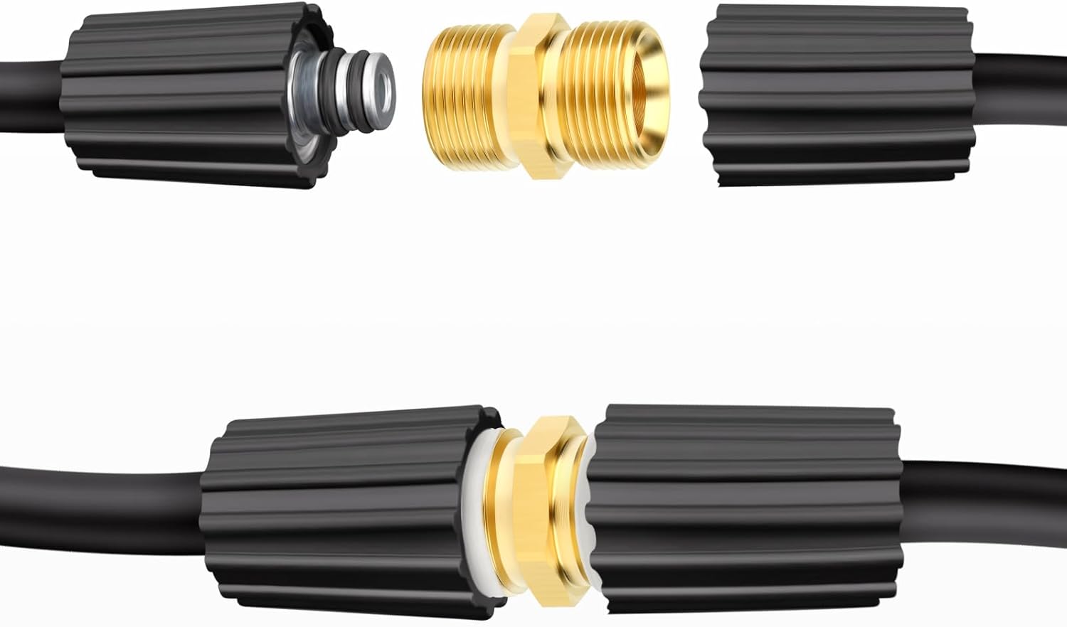 GASHER 5Pcs Brass M22 Pressure Washer Fitting,M22-14mm Male x M22-14mm Male Thread Fittings,For Pressure Washer Hose