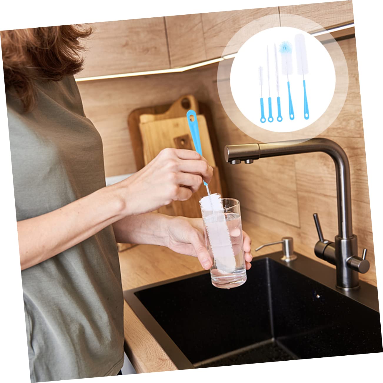 Healvian 3 Juegos Cepillo De Limpieza Biberón para Bebé Cepillo para Fregar Botellas Limpiadores De Pipa Cepillo para Limpiar Biberones Cepillo De Alambre De Acero Blue 5 Piezas * 3