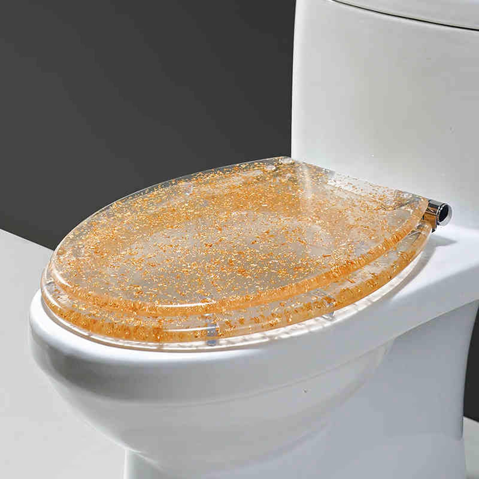 Ldhsjh Onecolor Bathroom Toilet Seat, Thick, Adjustable, Lightweight, Durable, Portable, User-Friendly, Compact, Resin, Glittering, Thickened, Funny, Hinged