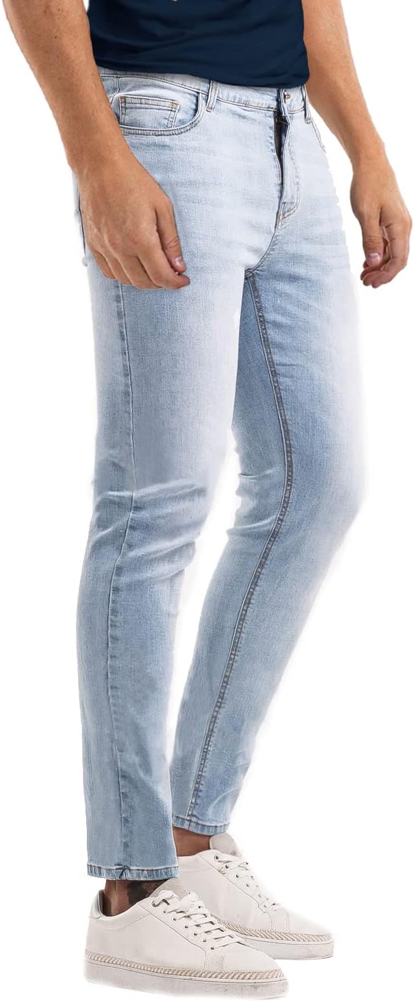 Heyfanee Mens Slim Fit Jeans Light Blue Lightweight Stretch Jeans for Summer Denim Pants for Men Skinny 32 - Image 3