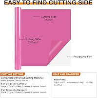 Vista 5 de HTVRONT - Rollo de vinilo termotransferible, 12 in x 8 ft, para diseños en camisetas, fácil de cortar y despegar, para planchar y máquinas Cricut