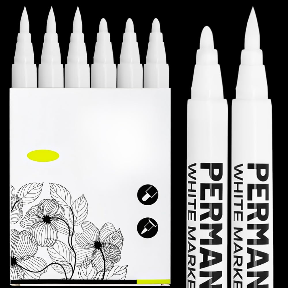 REBECEI 美容液ペン ホワイト Amazon | 白ペン ホワイトマーカー 2種類のペン先 耐水インク/速乾/0.5