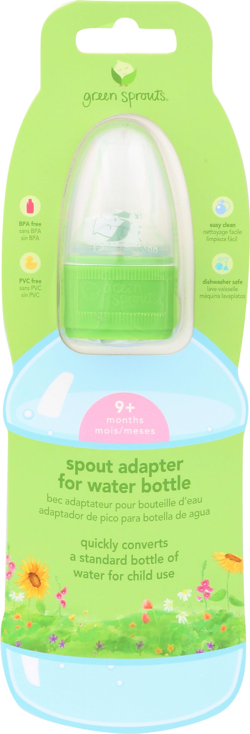 green sprouts Spout Adapter for Water Bottle, Quickly Converts a Standard Bottle into a Sippy Cup, Collar Fits Two Bottle Sizes, One Size