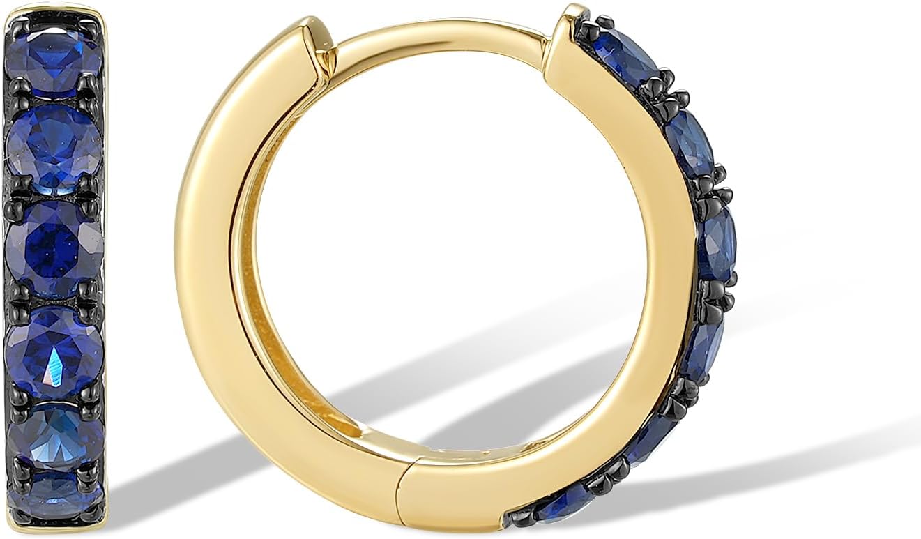 Santuzza 10K Solid Gold Genuine Diamond Dainty Huggie Hoop Earrings for Women