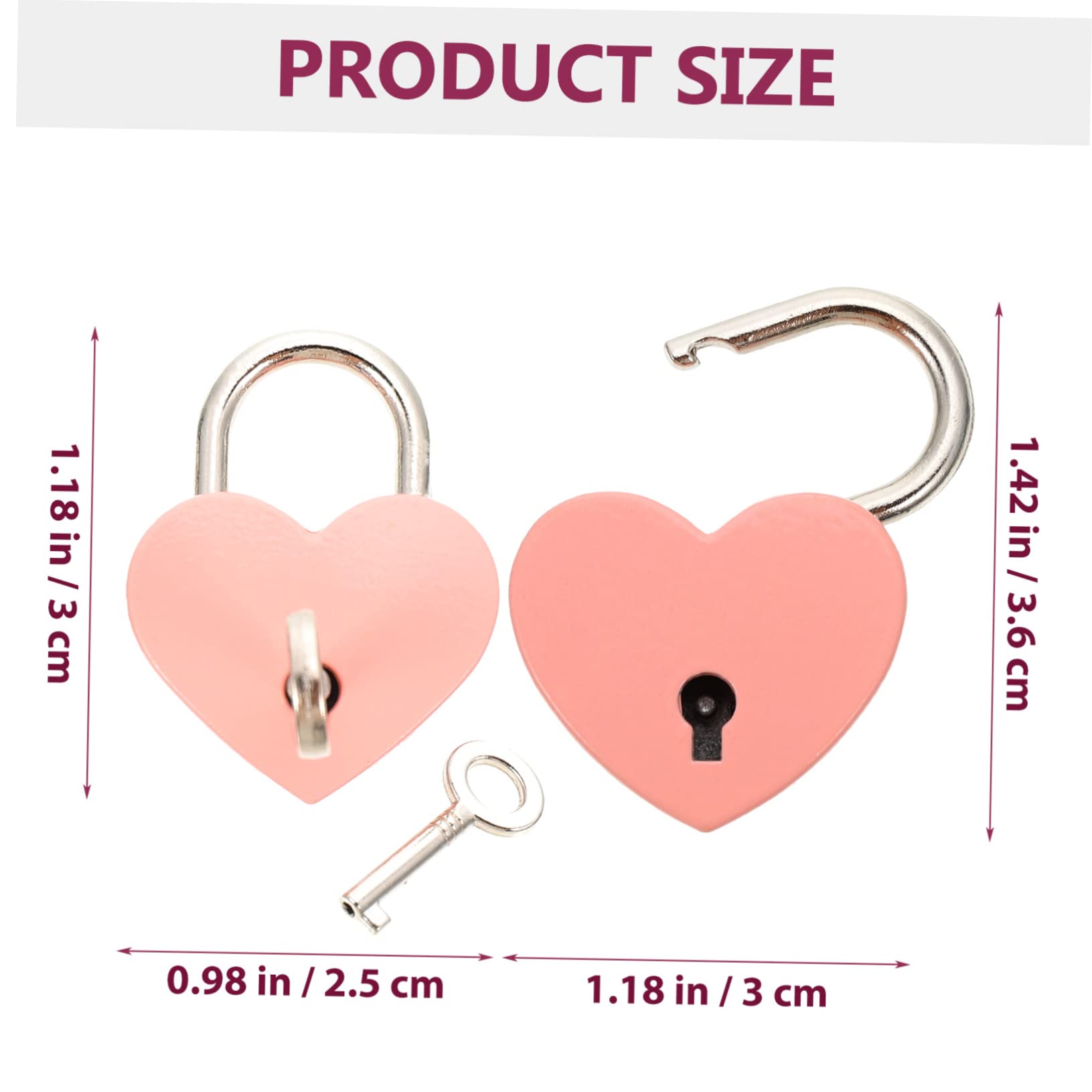 OSALADI 10piezas Candados Forma De Corazón Cerraduras De Luggage y Diario Para Viajes y Accesorios De Moda Con Llave Diseño Atractivo y Práctico