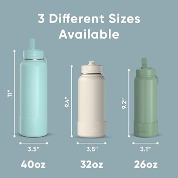 Hydrapeak 32oz Sport Insulated Water Bottle with Straw Lid, Leak & Spill Proof, Keeps Drinks Cold for 24 Hours, Hot for 12 Hours, Premium Stainless Steel Water Bottles (32oz, Agave Blue)