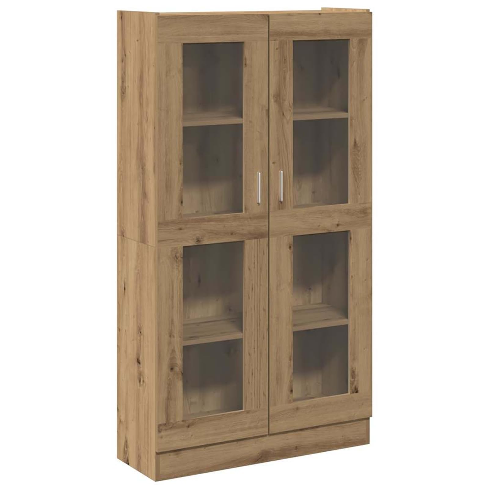 Homgoday Vitrina de Cristal, Vitrina de Salón Aparador,Aparador Cocina, Oficina Archivador con stantes 2 Puertas de Vidrio Roble Artisan
