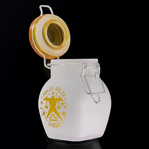 Miniatura 2 de Frasco hermético de almacenamiento de vidrio a prueba de olores, de un cuarto de onza (4.2 fl oz), 3.25 pulgadas (signo de astrología de Libra)