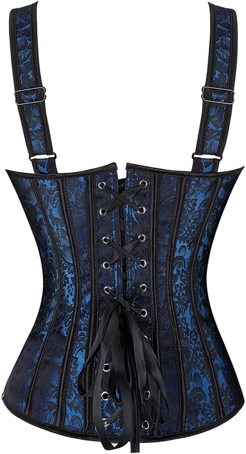 Grebrafan Straps Jacquard Weave Halter Corset Gothic Punk Bustier Shapewear - Image 3