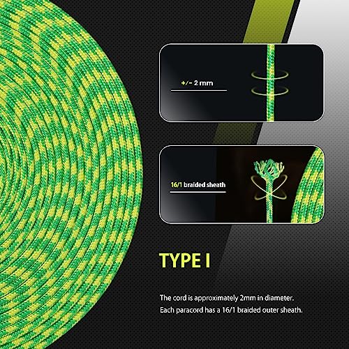 Abma Cord Paracord 100 lbs 2mm 100% Nylon 30M - Dayglow, Multi Color-dayglow, 30 Meters - Image 4