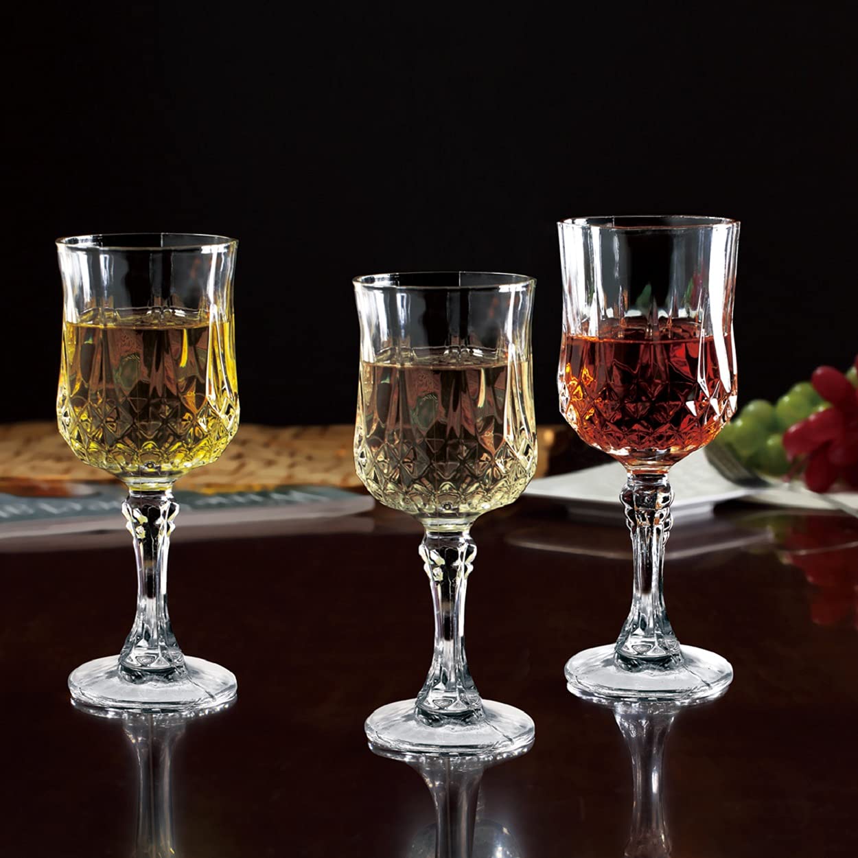 Ufrount Italian Style Classic White or Red Wine Glass 230 ml Premium Crystal Clear Diamond Cut Glass | Perfect for Cocktail, Brandy, Mocktail, Champagne Set of 12 (UG Big Glass -12) 3