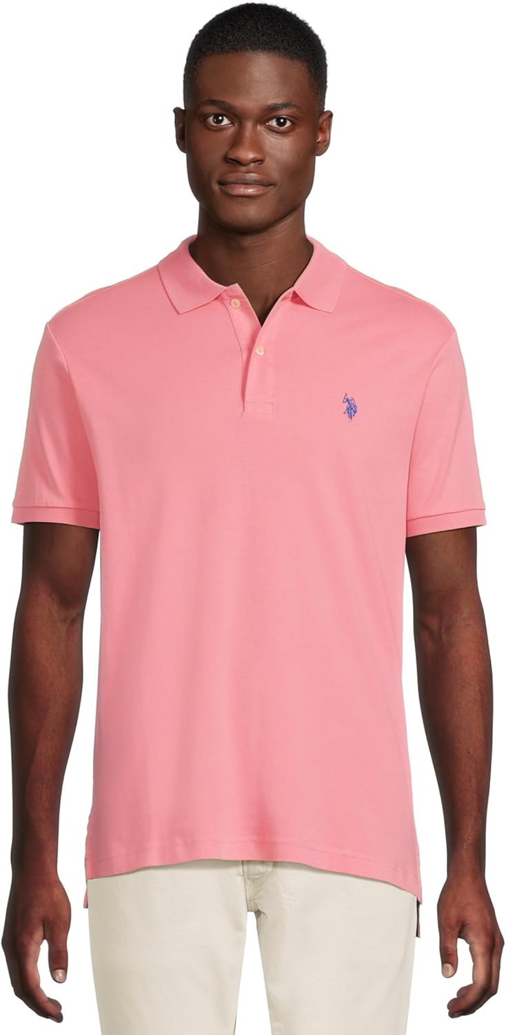 U.S. Polo Assn. Men's Solid Short Sleeve Interlock Polo Shirt, Golf Shirts for Men, Business Casual Polos