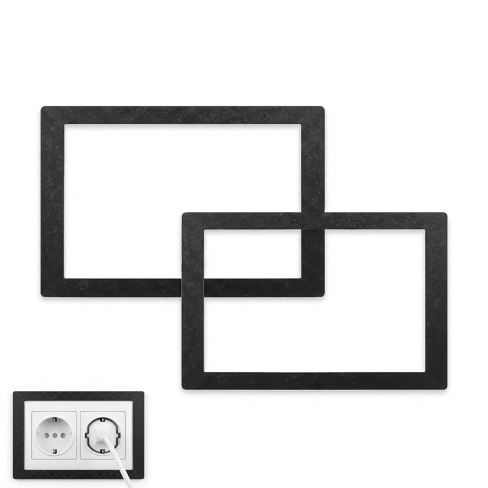 Haoyic 2 Pcs Black Double Socket Surround Self Adhesive Acrylic Plates for Light Switches