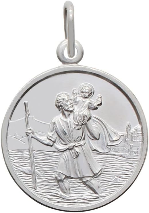 Ventura Jewellery 925 Sterling Silver Saint St Christopher Round Pendant Charm Medal & Gift Box Sizes: 10 12 14 16 18 20 22mm High Quality