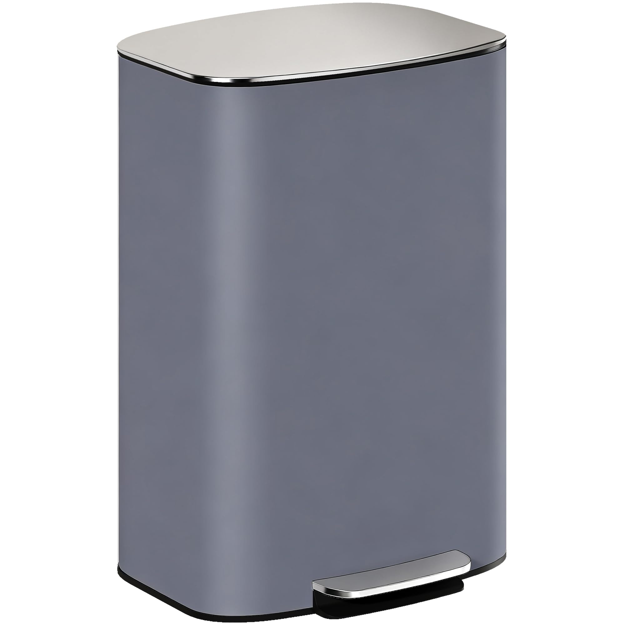 HOMCOM 50L Kitchen Bin Soft-Close Lid Stay-Open Function Pedal Bin Grey