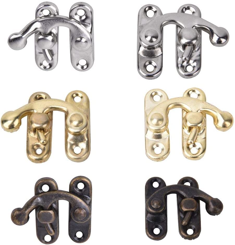 Box Latch Hasps, Antique Right Latch Hook Hasp Retro Style Iron Latch Hook Hasp for Jewelry Gift Boxes with Screws Pack of - (10)