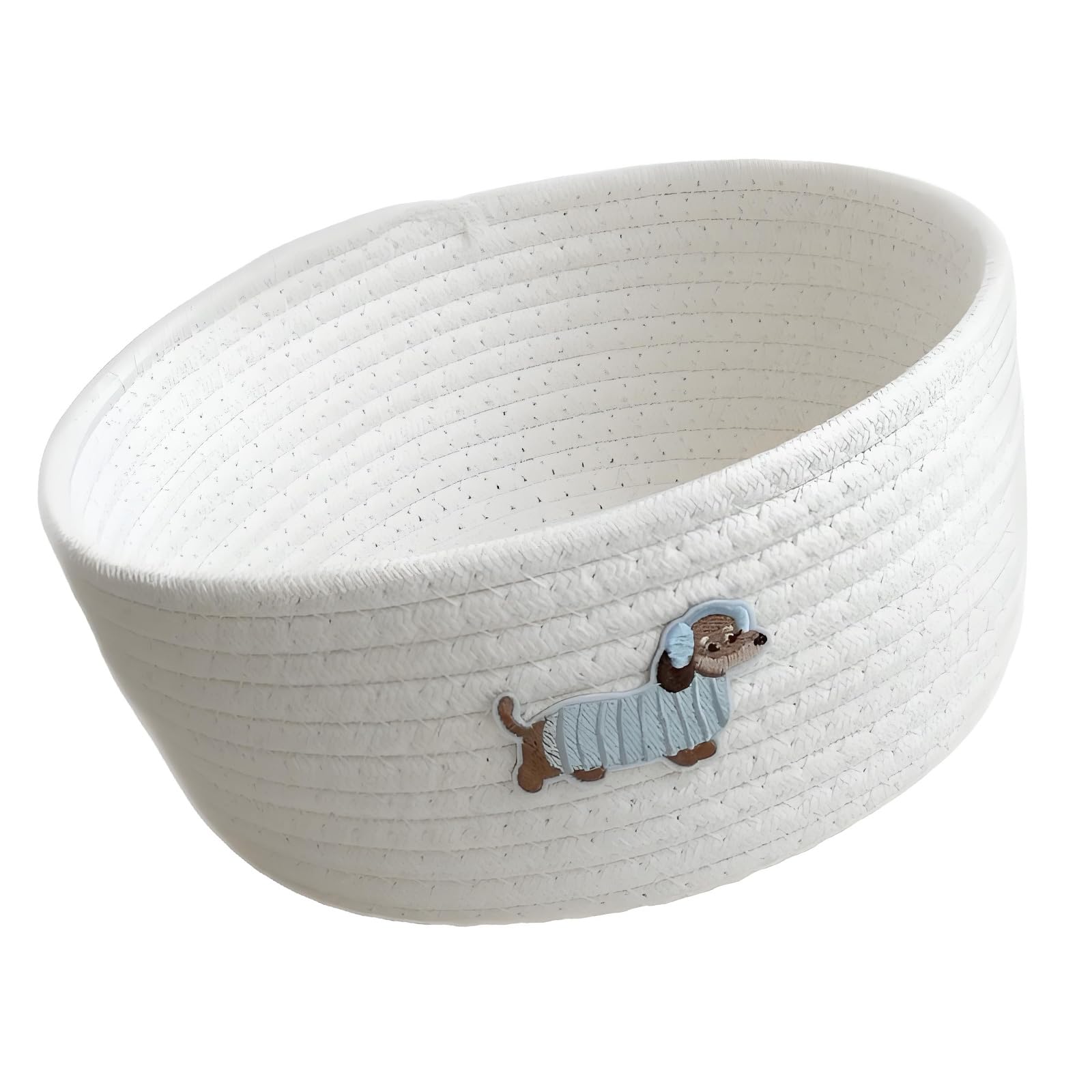 Hredyqw Dog Embroidery Cotton Rope Storage Basket For Toy Snacks And Home Organization Woven Storage Bin