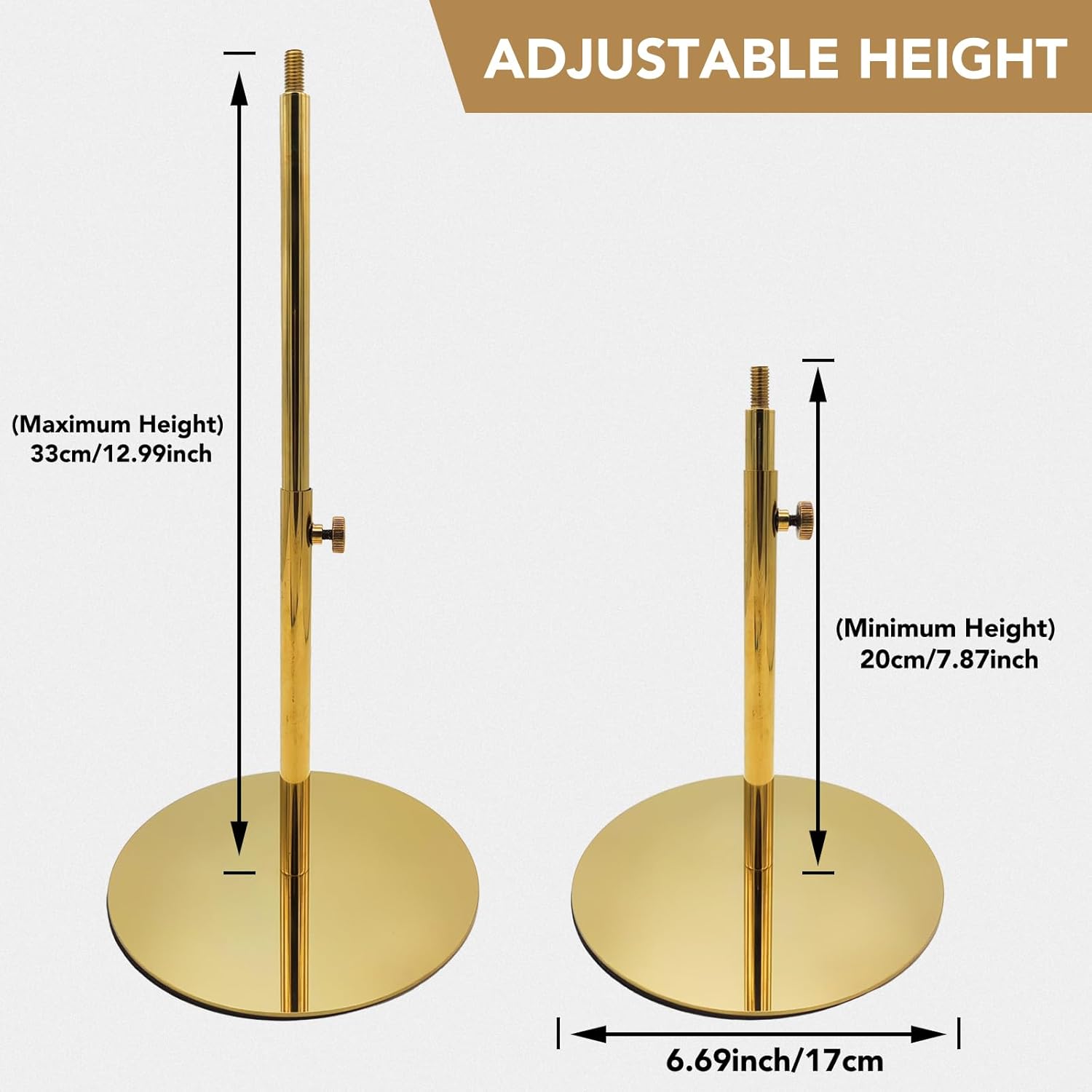 CHADWICK Mannequin Head Stand for Mannequin Head Adjustable Wig Head Stand Metal Pedestal Stand with Non-Slip Base Round Base Stand Mannquine Head Bracket Wig Hat Stand Accessory, Stainless Steel