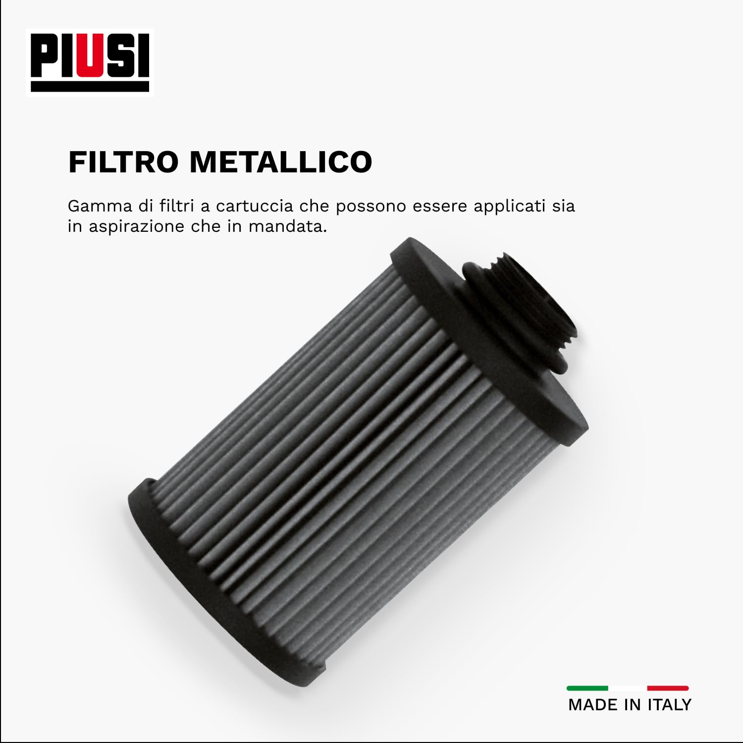 PIUSI Filtro Carburante Professionale - Kit Completo Filtro Metallico per Gasolio, Benzina e Olio con cartuccia in rete metallica - Filtrazione 125 micron | Clear Captor (F00611B60)