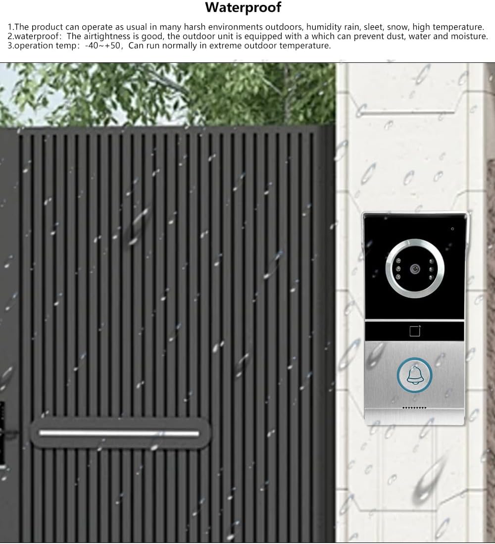 ANJIELO SMART Wired Video Intercom System, 7 Inches Video Doorbell Door Bell System,Night Vision,Support ID Card Unlocking,Two-Way Intercom,Monitoring,Video Door Doorbell Kit (67210W)