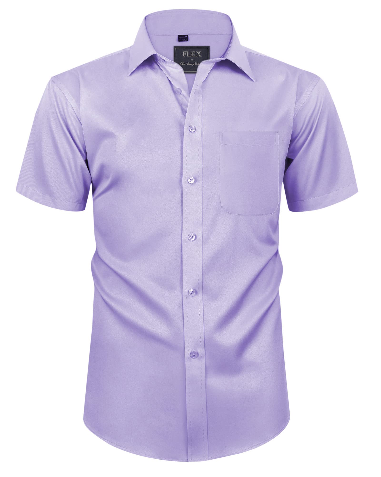siliteelon Herren Kurzarm Hemden Casual Regular Fit Bügelfrei Business Hemd Faltenfrei Formales Hemd mit Tasche