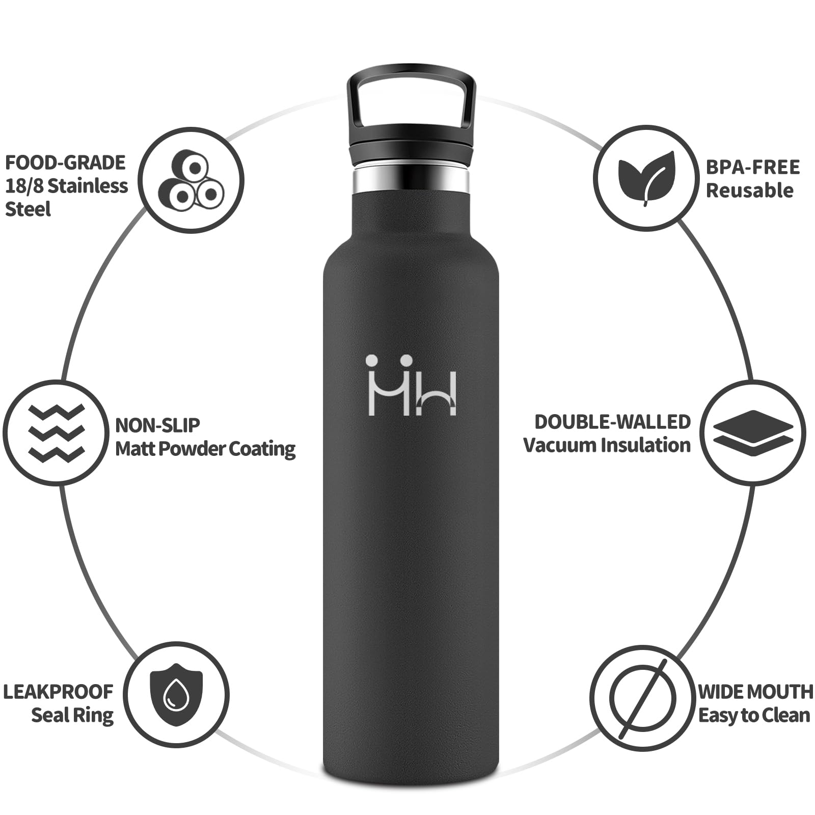 Borraccia Termica 750ML, Senza BPA, Borraccia Termica Con Cannuccia, Acciaio Inossidabile 18/8, Bottiglia Termica A Prova Di Perdite, Borraccia Acciaio Inox Per Scuola, Palestra, Sport, Bici