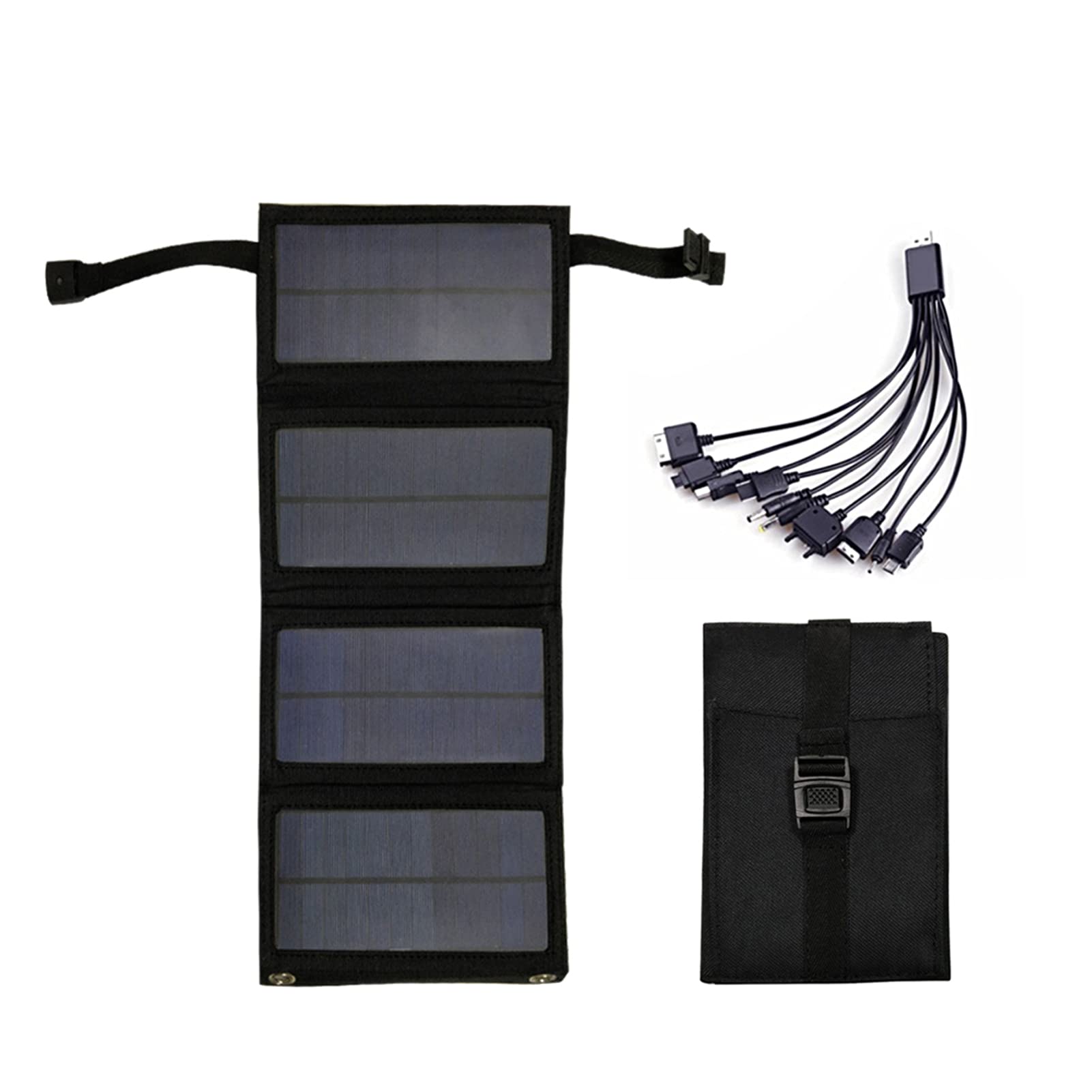 ELBME® 5V 20W USB Solar P-owered Energy Cell C-harger with Chargeing Cable Foldable Bendable IP65 Water Resistance P-ower B-ANK with 4 Solar Panels Chargeing for Phone Fishing Hiking Camping Emergen_1-picture-29