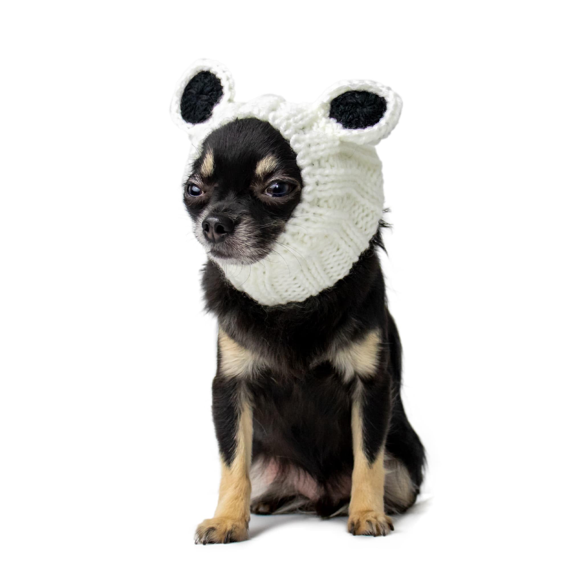 Zoo Snoods Panda Costume - Warm Knit Dog Snood Wrap for Pets, Neck Ear Cover Protection, Halloween Winter (Small)