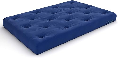 Miniatura 101 de Nirvana Futons Colchón de futón completo de 6 pulgadas, sarga azul marino, fabricado en Estados Unidos Azul marino (Navy Twill),Negro (Black