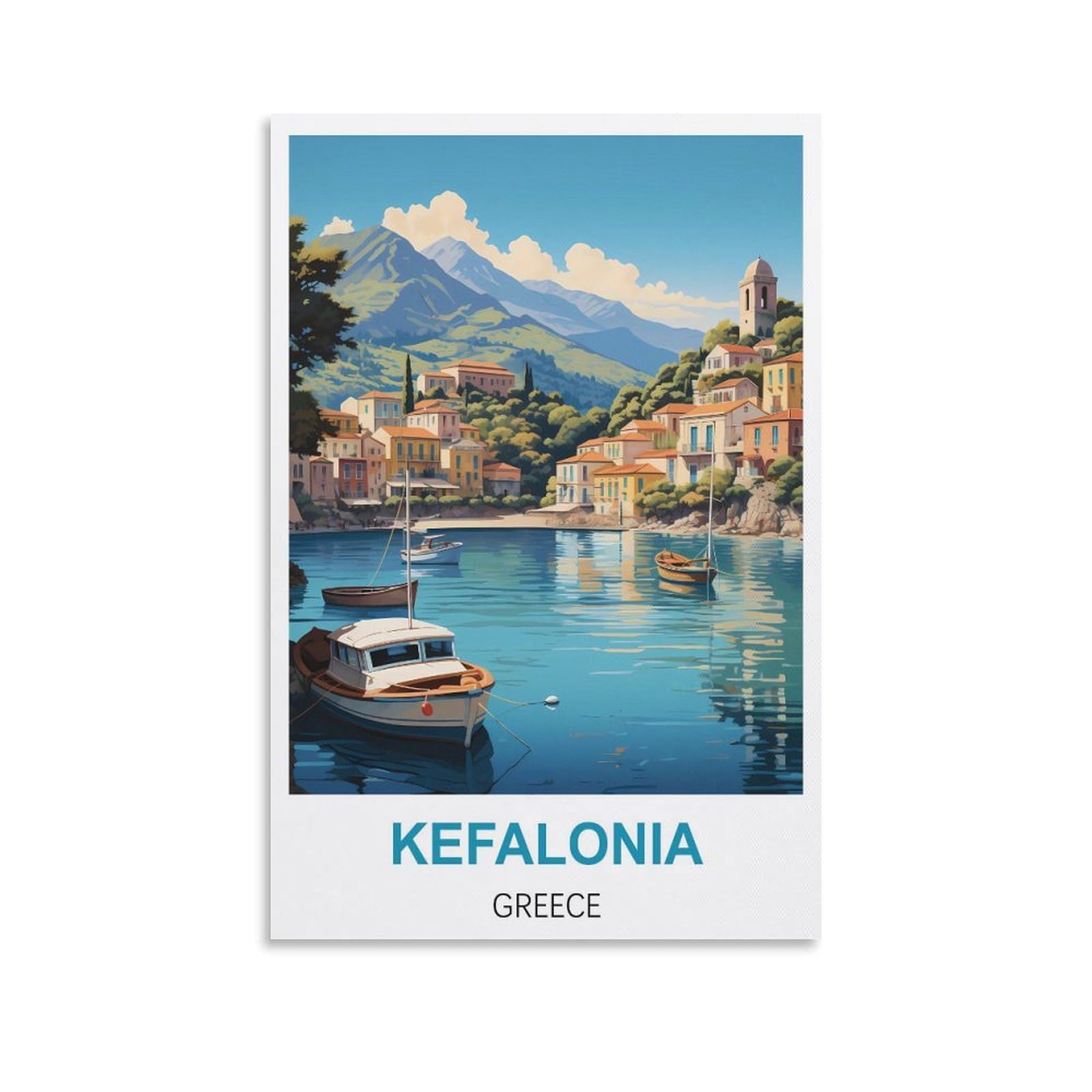 Xllyxygjq Unframe-Style Kefalonia Greece Vintage Travel Posters 08X12inch(20X30cm) Canvas Wall Art Poster Print Artwork Painting Picture For Home Decoration Living Room Office Bedroom
