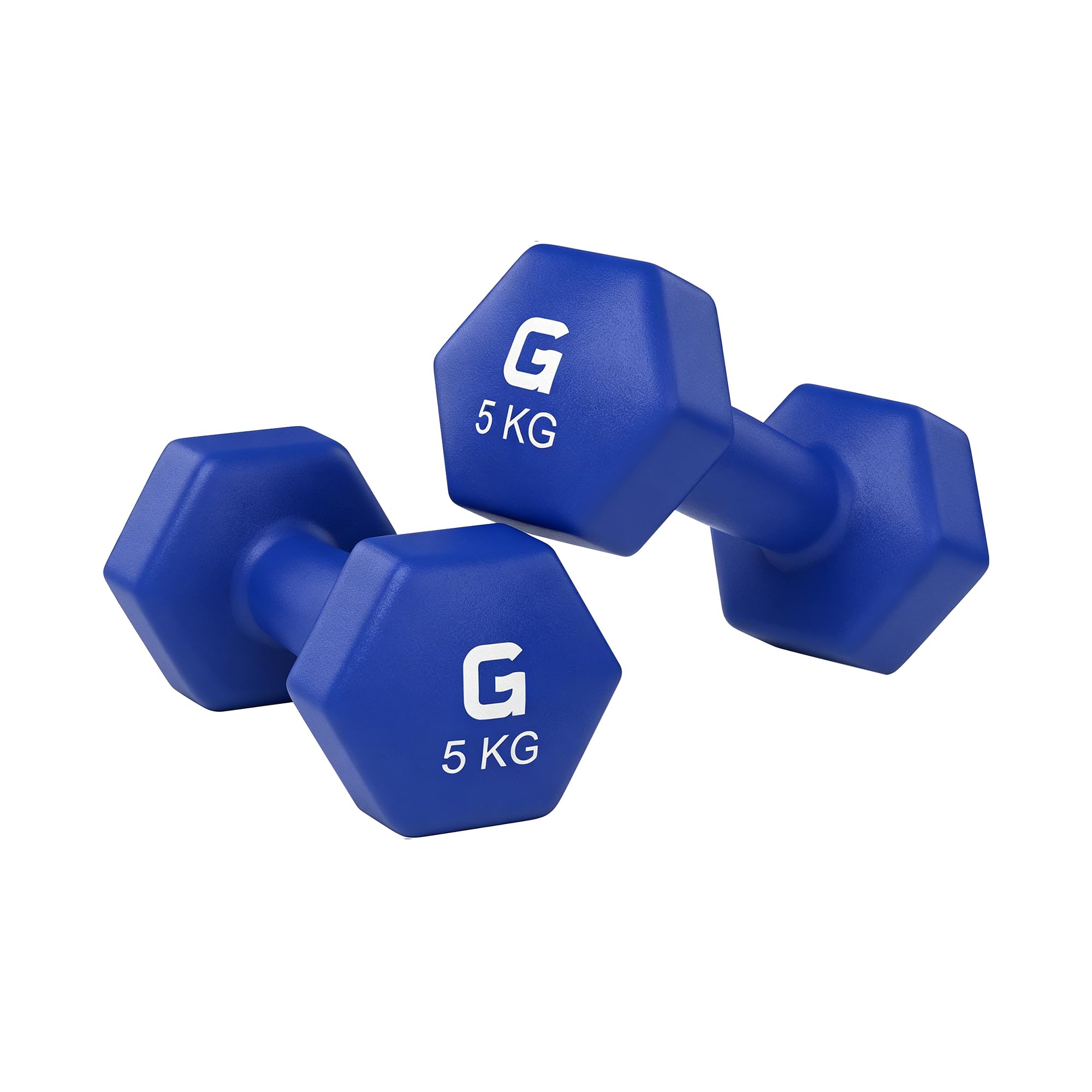 GRIFEMA GA5006-5 Dumbbells 5kg Set of 2 – Hex Neoprene Anti-Roll Dark Blue