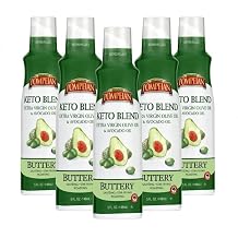 Pompeian Keto Blend Cooking Spray with Extra Virgin Olive Oil and Avocado Oil - 6 Pack 5 Fl Oz - No Propellants - Mild, Buttery Flavor for Sauteing, Stir-Frying, and Roasting