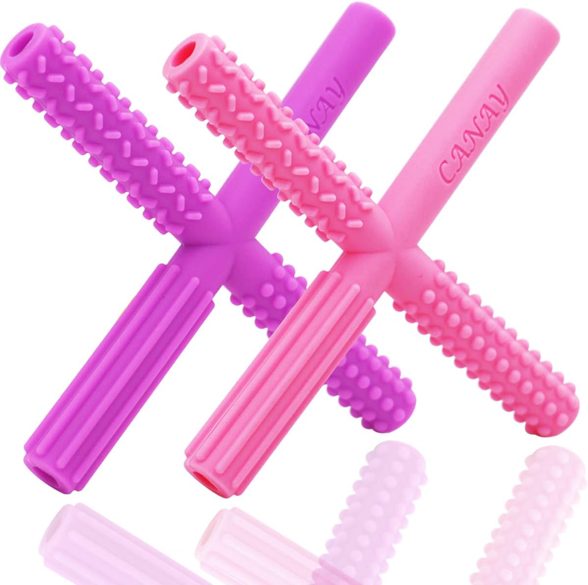 X Hollow Chew Tubes Sensory Chew Toys for Autistic Children(2 Pack), Alt. to Chew Necklaces for Sensory Kids, Teething, Oral Motor Stimulation, ADHD, SPD