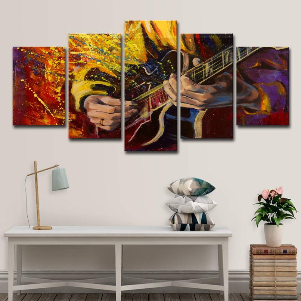 ZHAOCAI Hd Printed 5 Piece Canvas Art Music Drum Violin Wall Pictures For Living Room Modern Canvas Painting