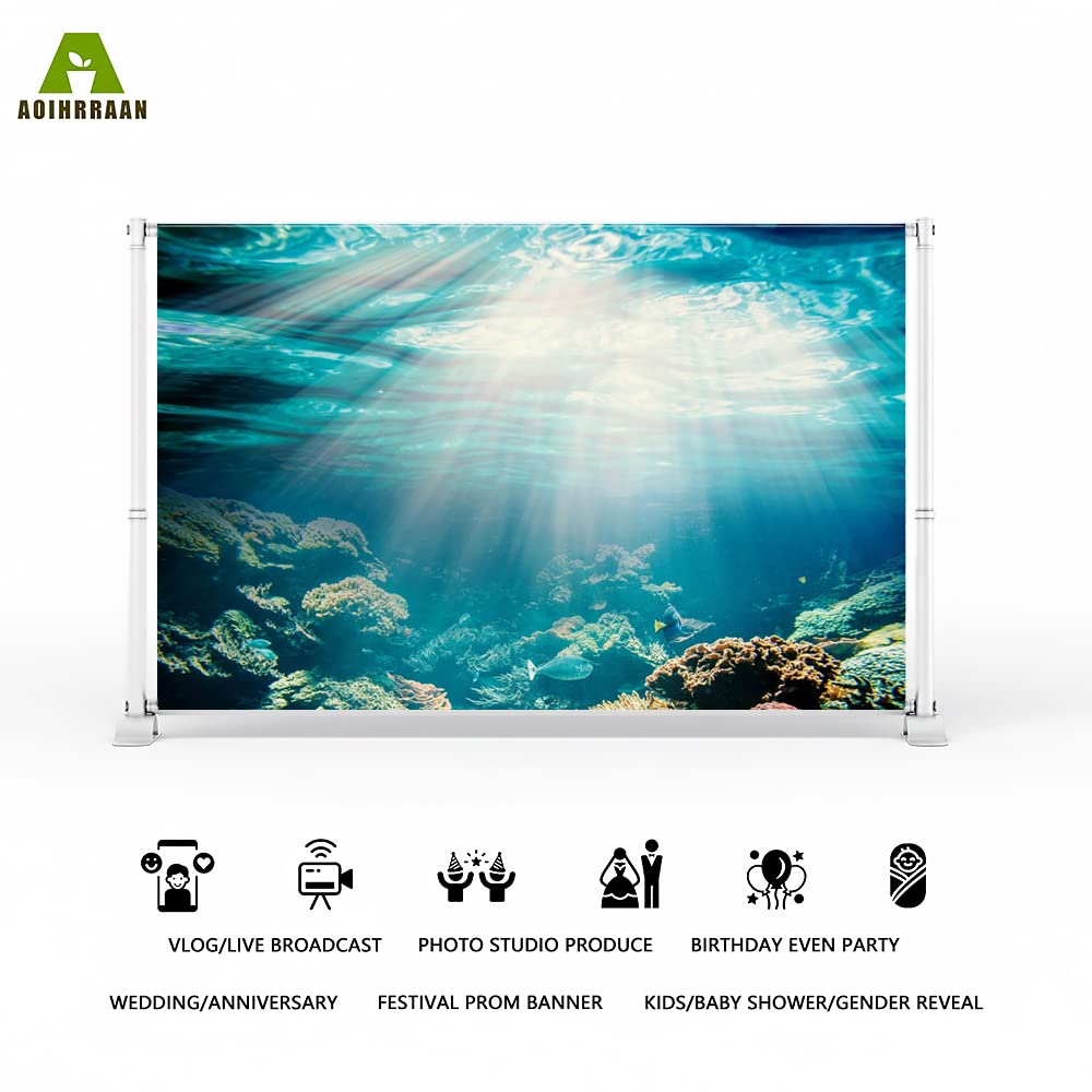 Aoihrraan 2,2x1,5m Underwater World Backdrop Seabed Scene Coral Reef Fishes Sunshine Undersea Seaview Photography Background Aquarium Decoration Fish Tank Marine Themed Party Photo Studio Prop Vinyl - Image 2